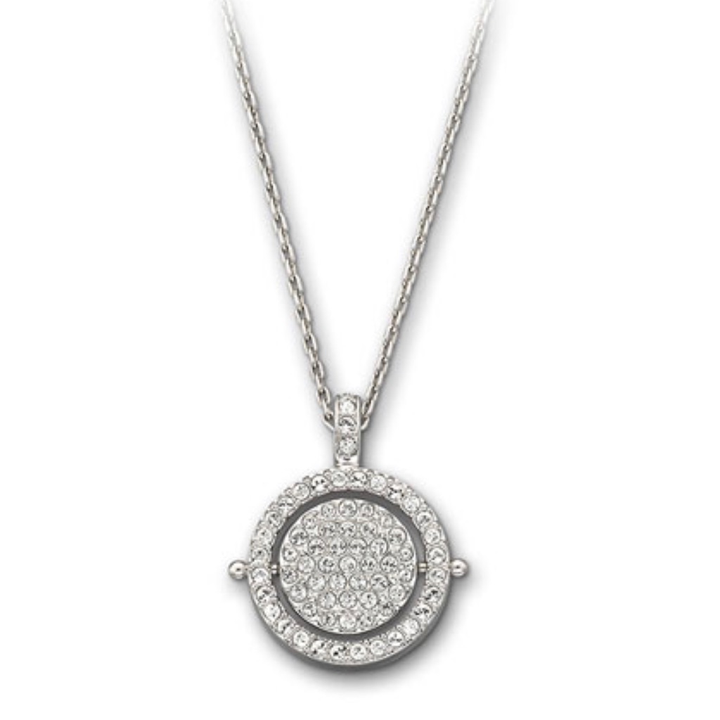 Nwt Swarovski Reversible Pendant Necklace Clear Crystal And Jet Hematite 50$